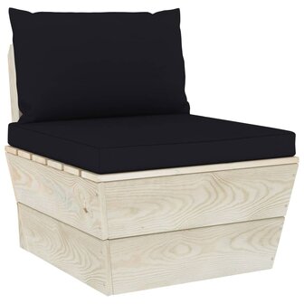 Tuinmiddenbank met kussens pallet ge&iuml;mpregneerd vurenhout 2