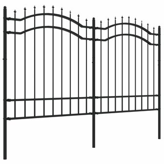 Tuinhek met spijlpunten 165 cm gepoedercoat staal zwart 3