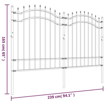 Tuinhek met spijlpunten 165 cm gepoedercoat staal zwart 6