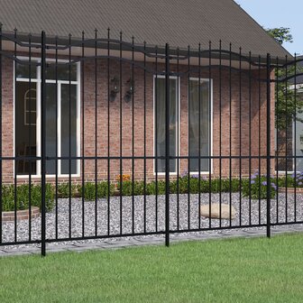 Tuinhek met spijlpunten 222 cm gepoedercoat staal zwart 1