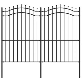 Tuinhek met spijlpunten 222 cm gepoedercoat staal zwart 2