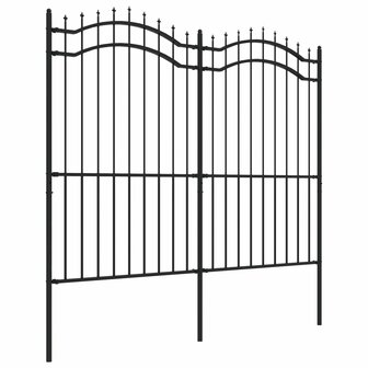 Tuinhek met spijlpunten 222 cm gepoedercoat staal zwart 3