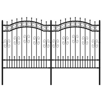 Tuinhek met spijlpunten 165 cm gepoedercoat staal zwart 2
