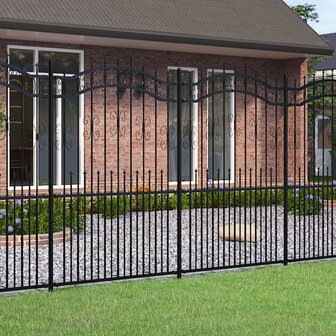 Tuinhek met spijlpunten 222 cm gepoedercoat staal zwart 1