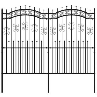 Tuinhek met spijlpunten 222 cm gepoedercoat staal zwart 2