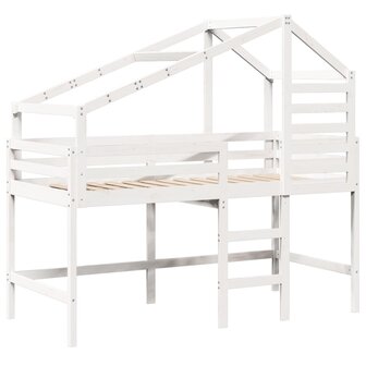 Halfhoogslaper met ladder en bedhuis grenenhout wit 80x200 cm 3