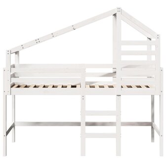 Halfhoogslaper met ladder en bedhuis grenenhout wit 80x200 cm 4