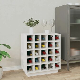 Wijnkast 55,5x34x61 cm massief grenenhout wit 1
