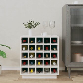 Wijnkast 55,5x34x61 cm massief grenenhout wit 3