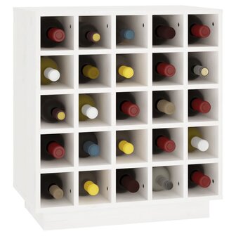 Wijnkast 55,5x34x61 cm massief grenenhout wit 4