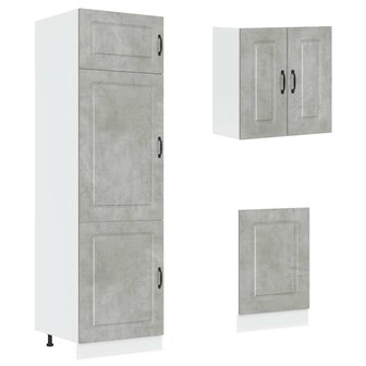 8-delige Keukenkastenset Kalmar bewerkt hout betongrijs 5