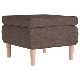 Kruk met houten poten stof taupe 2