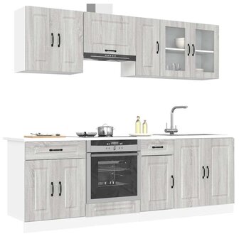 8-delige Keukenkastenset Kalmar bewerkt hout grijs sonoma eiken 1