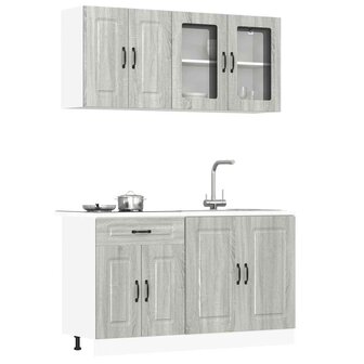 4-delige Keukenkastenset Kalmar bewerkt hout grijs sonoma eiken 1