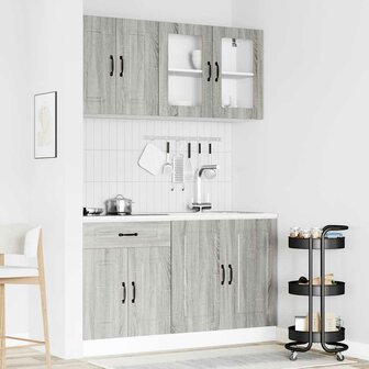 4-delige Keukenkastenset Kalmar bewerkt hout grijs sonoma eiken 3