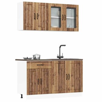 4-delige Keukenkastenset Kalmar bewerkt hout oud houtkleurig 1