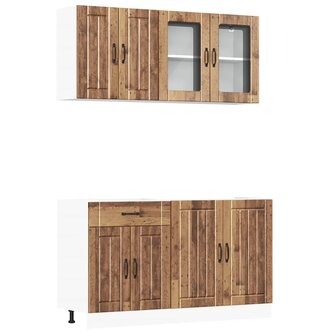 4-delige Keukenkastenset Kalmar bewerkt hout oud houtkleurig 2