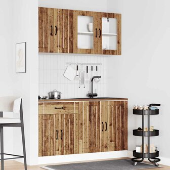 4-delige Keukenkastenset Kalmar bewerkt hout oud houtkleurig 3