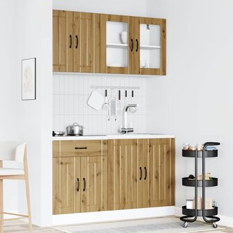 4-delige Keukenkastenset Kalmar bewerkt hout artisanaal eiken 3