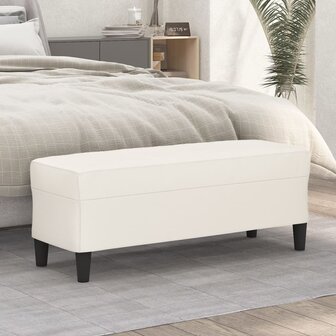 Bankje 100x35x41 cm kunstleer cr&egrave;mekleurig 1