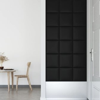 Wandpanelen 12 st 1,08 m&sup2; 30x30 cm kunstleer zwart 6