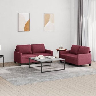 2-delige Loungeset met kussens stof wijnrood 1