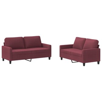 2-delige Loungeset met kussens stof wijnrood 2