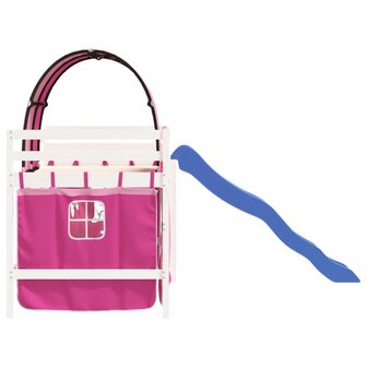 Kinderhoogslaper met tunnel 80x200 cm massief grenenhout roze 6