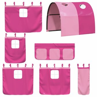 Kinderhoogslaper met tunnel 80x200 cm massief grenenhout roze 9