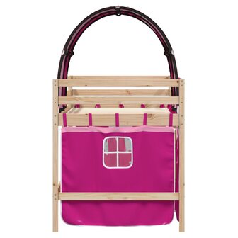 Kinderhoogslaper met tunnel 80x200 cm massief grenenhout roze 5