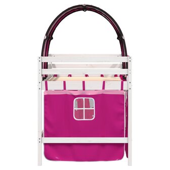 Kinderhoogslaper met tunnel 90x200 cm massief grenenhout roze 5