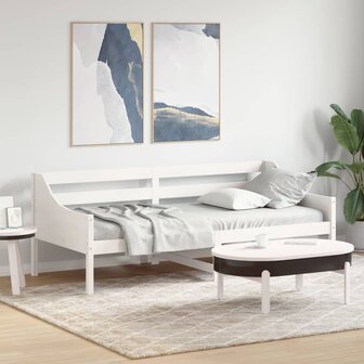 Slaapbank zonder matras 90x200 cm massief grenenhout wit 1