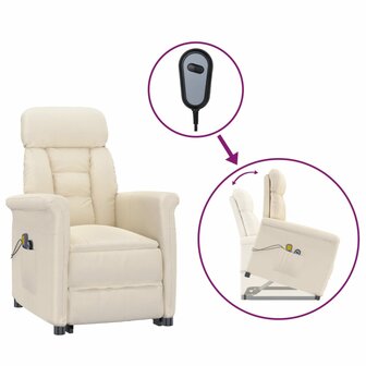 Massagestoel elektrisch microvezelstof beige 2