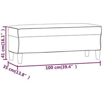 Bankje 100x35x41 cm kunstleer grijs 7