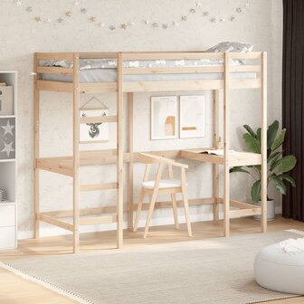 Hoogslaper met bureau massief grenenhout 75x190 cm 1