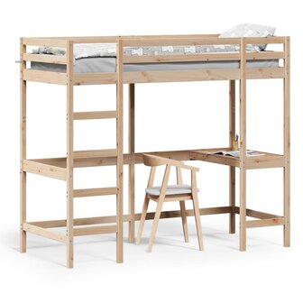 Hoogslaper met bureau massief grenenhout 75x190 cm 2