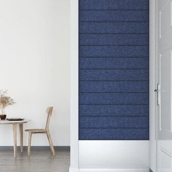 Wandpanelen 12 st 1,62 m&sup2; 90x15 cm stof blauw 6