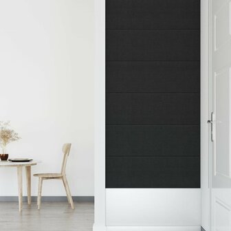 Wandpanelen 12 st 3,24 m&sup2; 90x30 cm stof zwart 6