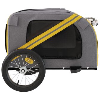 Hondenfietstrailer oxford stof en ijzer geel en grijs 7