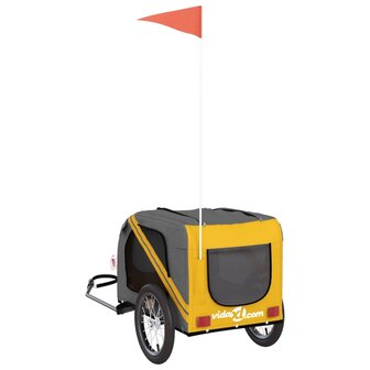 Hondenfietstrailer oxford stof en ijzer geel en grijs 8