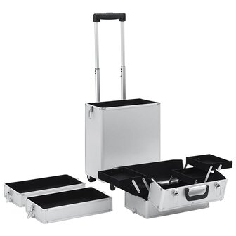 Make-up trolley aluminium zilverkleurig 5