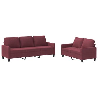 2-delige Loungeset met kussens stof wijnrood 2