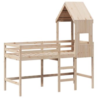 Halfhoogslaper met ladder en bedhuis grenenhout 90x190 cm 3