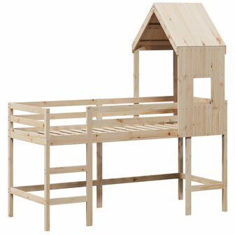 Halfhoogslaper met ladder en bedhuis grenenhout 90x200 cm 3