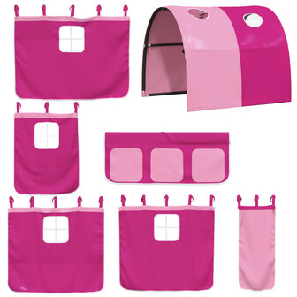 Kinderhoogslaper met tunnel 90x190 cm massief grenenhout roze 7