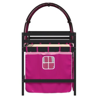 Kinderhoogslaper met tunnel 90x190 cm massief grenenhout roze 5