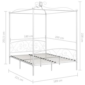 Hemelbedframe metaal wit 180x200 cm 6