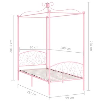 Hemelbedframe metaal roze 90x200 cm 6
