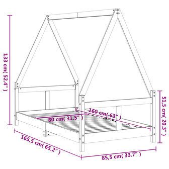 Kinderbedframe 80x160 cm massief grenenhout 9