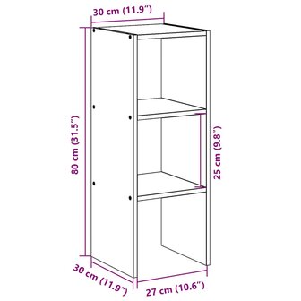 Boekenkast stapelbaar 30x30x80 cm bewerkt hout gerookt eiken 9